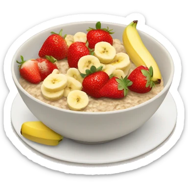 Oatmeal bowl with strawberries and bananas  sticker