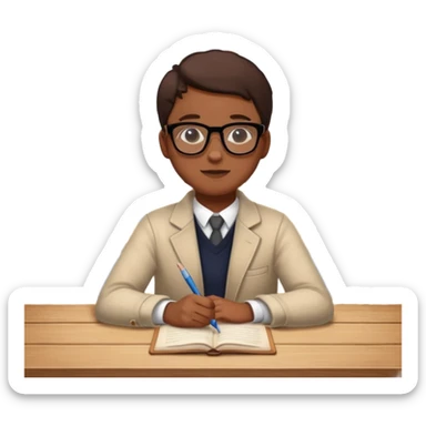 small private educational institute with table, one student sticker