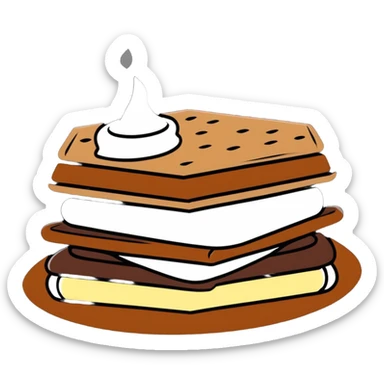 s'mores with chocolate and marshmallow sticker
