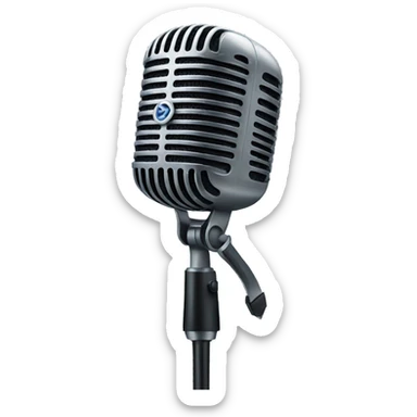 person beneath a microphone sticker
