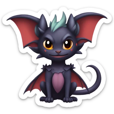  Kawaii Edgy Cool Vampiric Beautiful Noivern-Nargacuga-Litten with big Bat Ears full body sticker