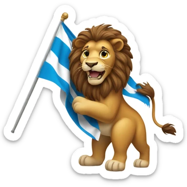 A lion is holding the Bavarian flag in its paw. sticker