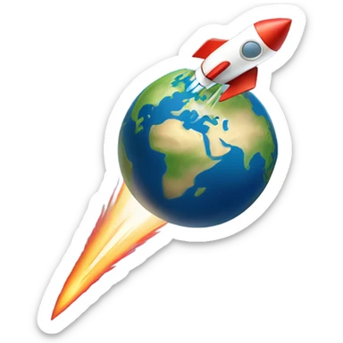 rocket flies around the earth sticker