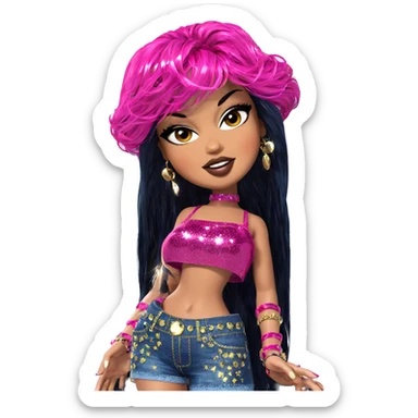 sparkling beauty in denim shorts sticker