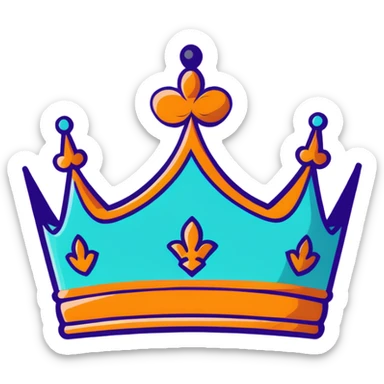 teal and orange royal crown sticker