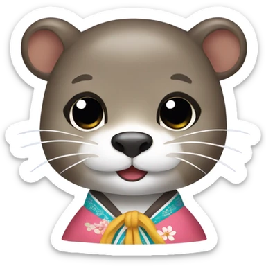 a otter face wearing traditional korean hanbok sticker