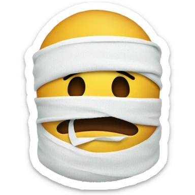 sick emoji with bandages wrapped around his head sticker