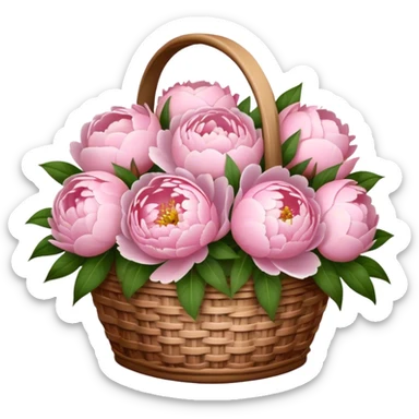 basket of light pink peonies and roses  sticker