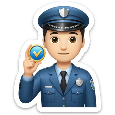 Holding a verified badge with government sign sticker