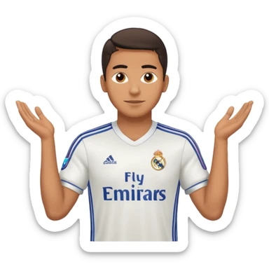 Latin male wearing adidas real madrid jersey sticker