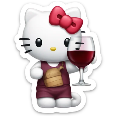 Hello Kitty drinking red wine sticker