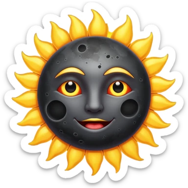 Eclipse – Dark moon covering sun, glowing corona sticker