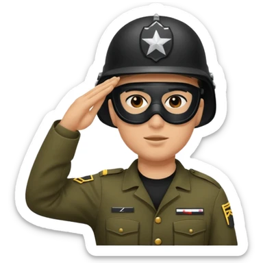 Soldier saluting with helmet + black mask sticker