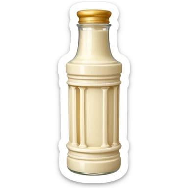 Creamy salad dressing in a bottle shaped like a roman ionic column sticker