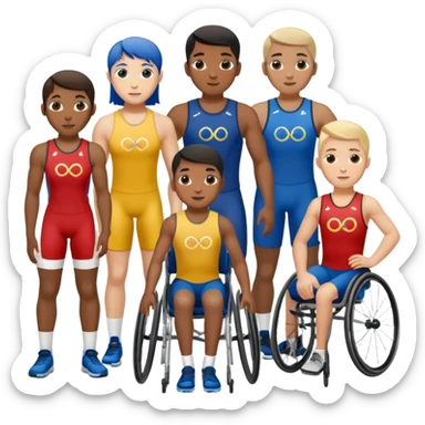 paralympic games with disable athletes with the right colors of olympic rings sticker