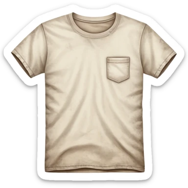 A white T-shirt with visible dirt stains, smudges, and wrinkles. The fabric looks worn and slightly discolored, giving it an unclean appearance sticker