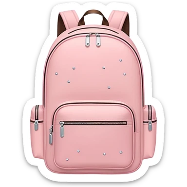 Pack & Go
 travel backpack with small sparkles around it, symbolizing excitement for a new journey. Simple flat style, pastel tones, white background. sticker