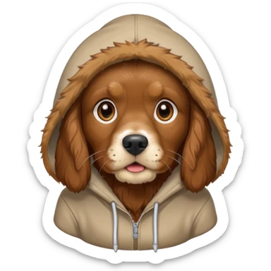 brown cocker spaniel wearing hoodie sticker