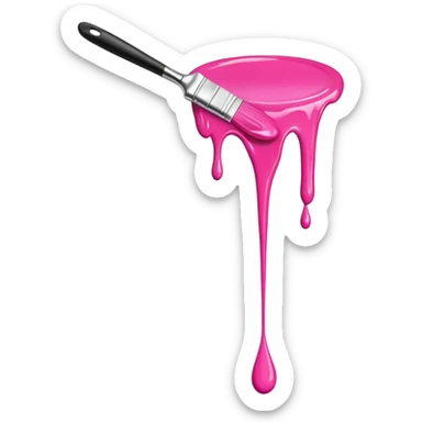  flying art brush dripping pink slop  sticker