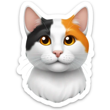 Weiße Katze mit einem schwarz und Orangen Ohr auf der rechten Seite und einem schwarz und Orangen Schwanz mit gelben Augen  sticker