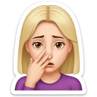 Girl covering nose bad smell sticker