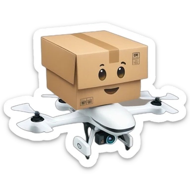 Delivery drone with a delivery box sticker
