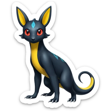 Shiny Salandit-Umbreon-Quilava-Fakémon-hybrid-creature (full body)  sticker