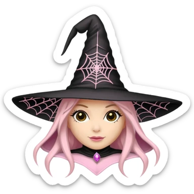 Spiderweb witch hat Black and light pink sticker