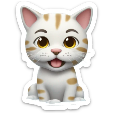 un gato bebiendo de agua de su fuente sticker