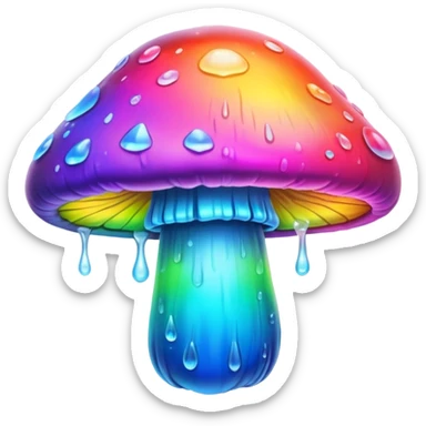  melting neon rainbow mushroom  sticker