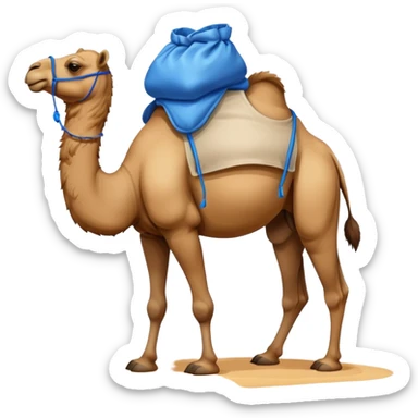 camel with a blue sack with spices on his back sticker