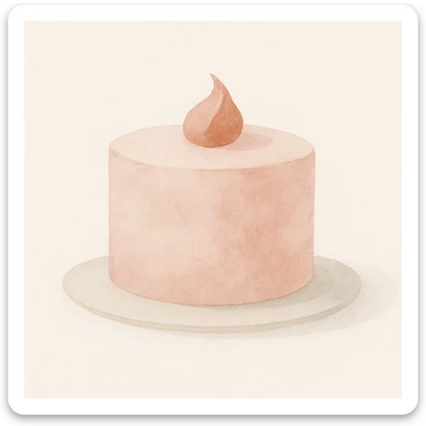 a pink cake, watercolor art style sticker