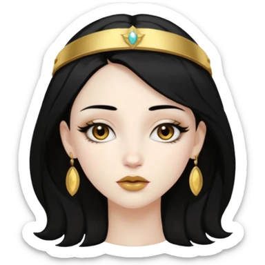 Rosalia (the singer) virgin. (Use lux album cover as reference). Hais black hair with a bleached halo band  in hair and gold lips. sticker