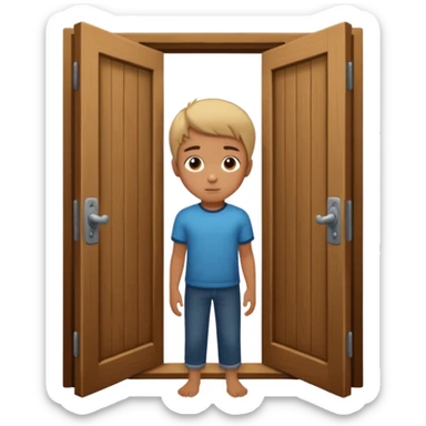 Sartaroshxonaga kirib kelayotgan o'smirin bola u eshikni ochayapti rakurs ichkaridan g'ira shira  sticker