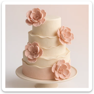 wedding cake with pink fondant flowers sticker