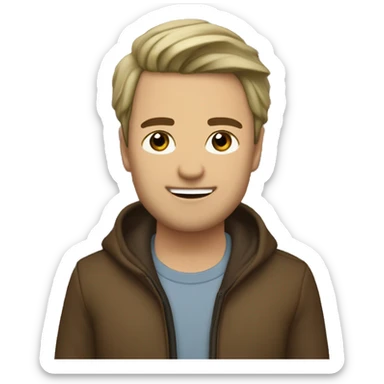 Собака корги рыже-черно-белая с девушкой с коричневыми волосами и зелеными глазами   sticker