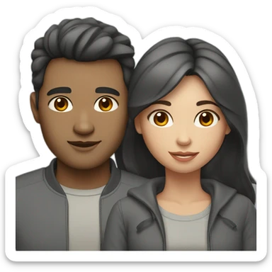 men and women with dark hair and Light skin  with a gray british cat sticker