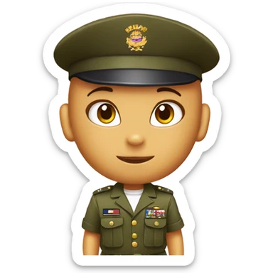 Hello kitty; tanned boy kitty in military uniform sticker