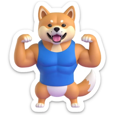 shiba inu, with muscles sticker