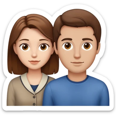 Girl with brown hair and guy with brown hair  sticker