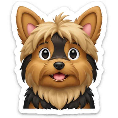 yorkie with ears happy sticker