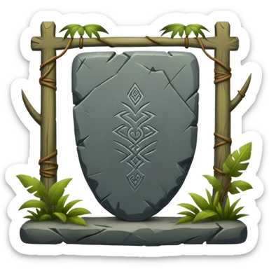 Stone Tablet – Carved gray slab with ancient runes in jyngle sticker