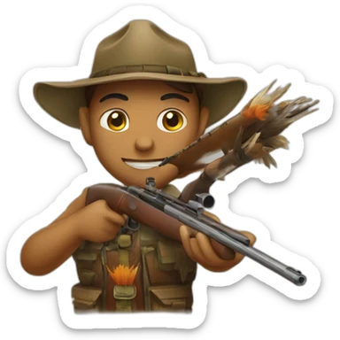 Hunter with a gun during a pheasan hunting sticker