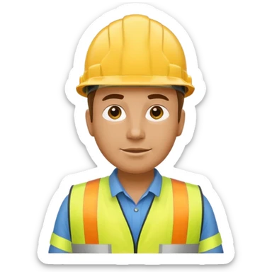 Construction worker in yellow hard hat and vest sticker