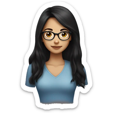 a brunette girl with glasses and long black hair sticker