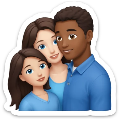 Interracial couple kissing girl has blue eyes  sticker