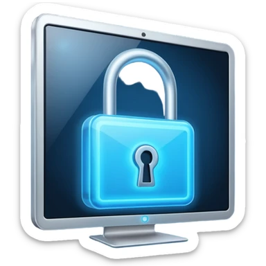 computer screen and the lock on it sticker