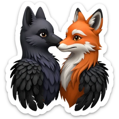 Raven and fox kissing sticker
