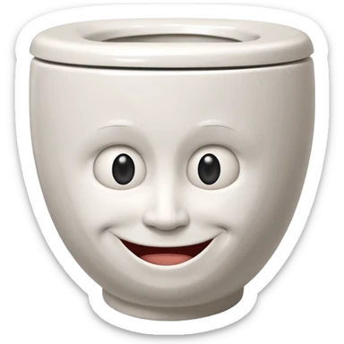 a human head, often with a distorted, grinning expression, emerging from a white, black, or gray toilet bowl sticker
