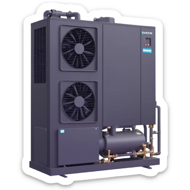 Daikin industrial chiller unit, large commercial cooling equipment sticker